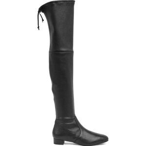 New STUART WEITZMAN 6.5 Genna 25 City OTK BLACK STRETCH NAPPA LEATHER BOOTS
